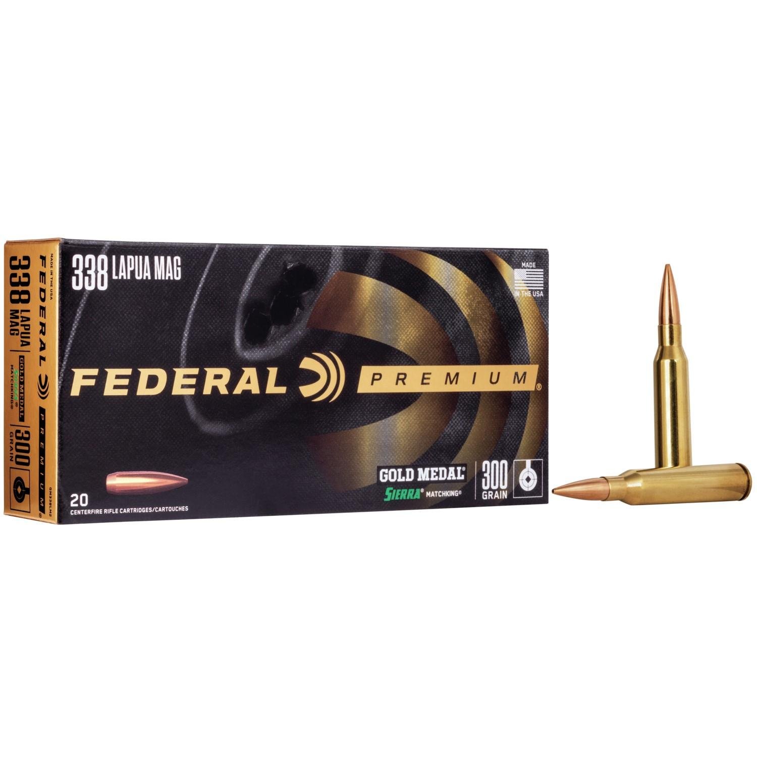 Federal Premium GM338LM2 338 Lapua Mag 300 gr Sierra MatchKing BTHP - Federal Premium Ammunition - 338 Lapua Mag