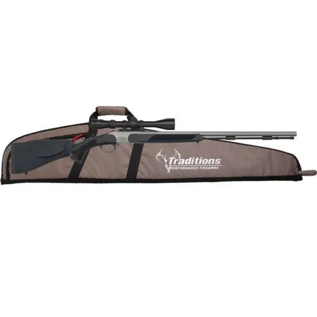 Traditions Vortek Striker Fire 50 Cal 209 Primer 28" Stainless Cerakote Black Synthetic Stock 3-9x40 Scope - Traditions - 50 Caliber for sale at Smoke Wagon Firearms