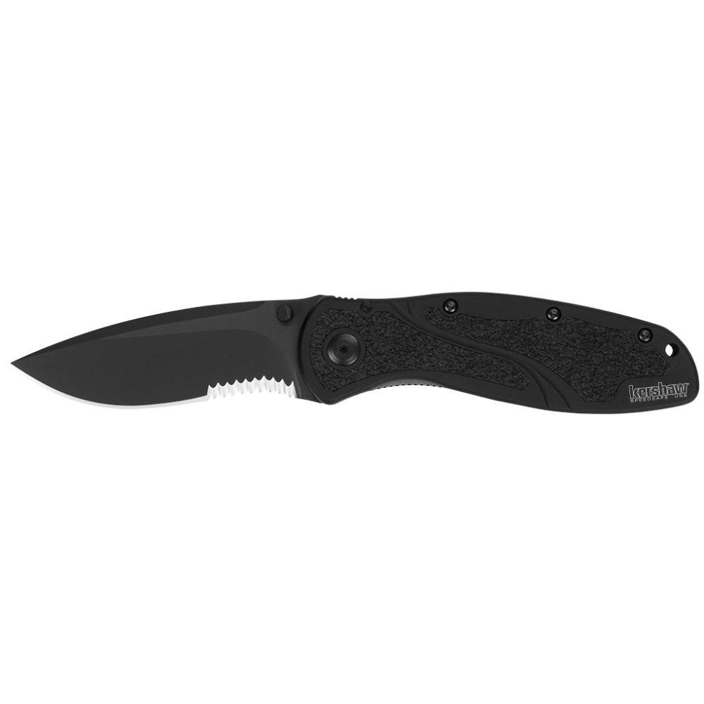 Kershaw 1670BLKST Blur Black Knife with Partially Serrated Blade - Kershaw