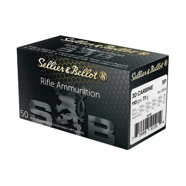 Sellier & Bellot SB30A 30 Carbine 110gr FMJ 1990fps 50ct - Sellier & Bellot - 30 CARBINE