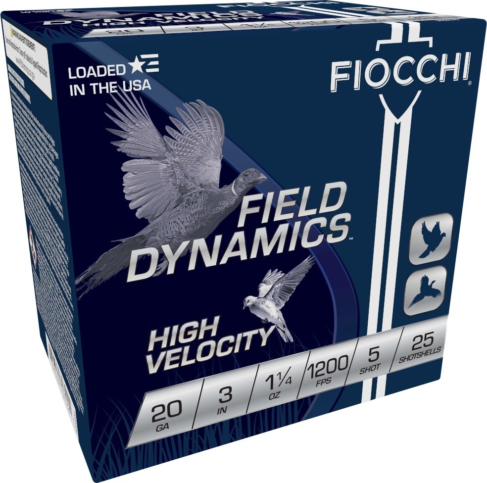 Fiocchi 203HV5 Field Dynamics 20Ga 3 In 1-1/4oz 5Shot 25/Box - Fiocchi - 20 Gauge