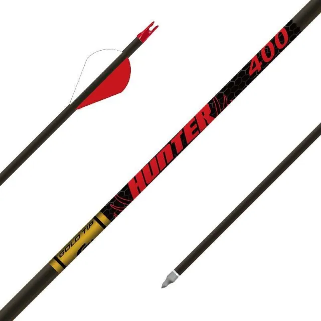 Gold Tip HUN400A26 Hunter Arrows 400 Spine 2" Raptor Vanes 6-Pack - Gold Tip