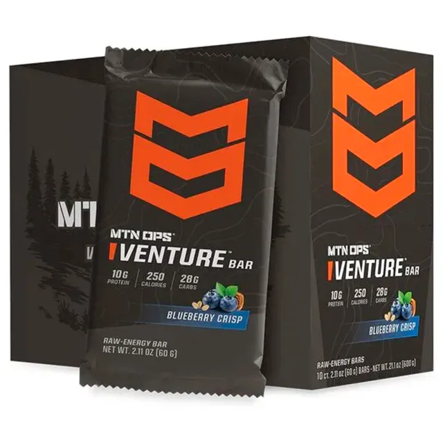 MTN OPS 4133140801 Venture Bar Blueberry Crisp 10pk, 10g Protein, 25g Carbs