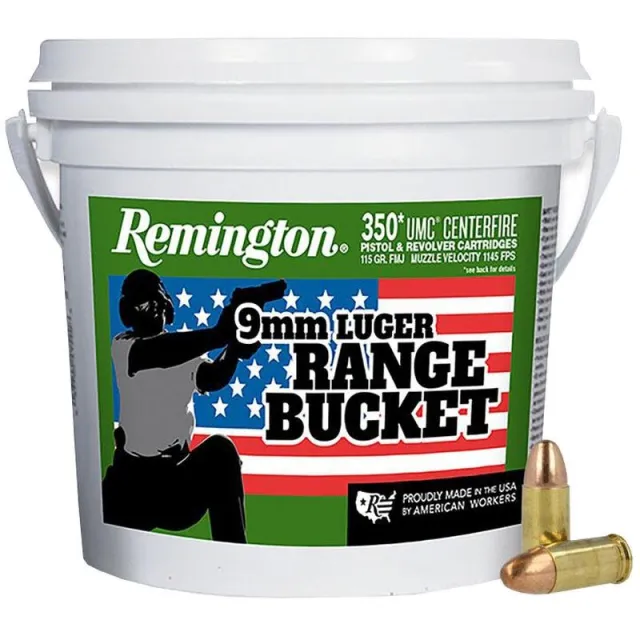 Remington Range Bucket UMC Pistol Ammo 9mm 115 gr. Metal Case 350 rd.