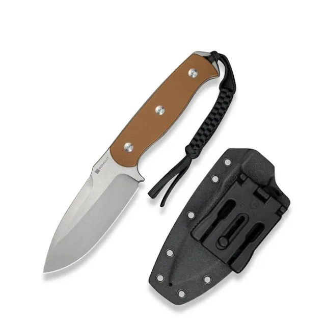 SENCUT Toxodon 4.57In 9Cr18MoV Drop Point Plain Edge Brown G10 Kydex - SENCUT
