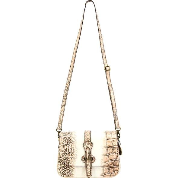 Cameleon 49643 S&W Croc Crossbody Handbag, Beige/Brown, Genuine Leather - Rugged Rare