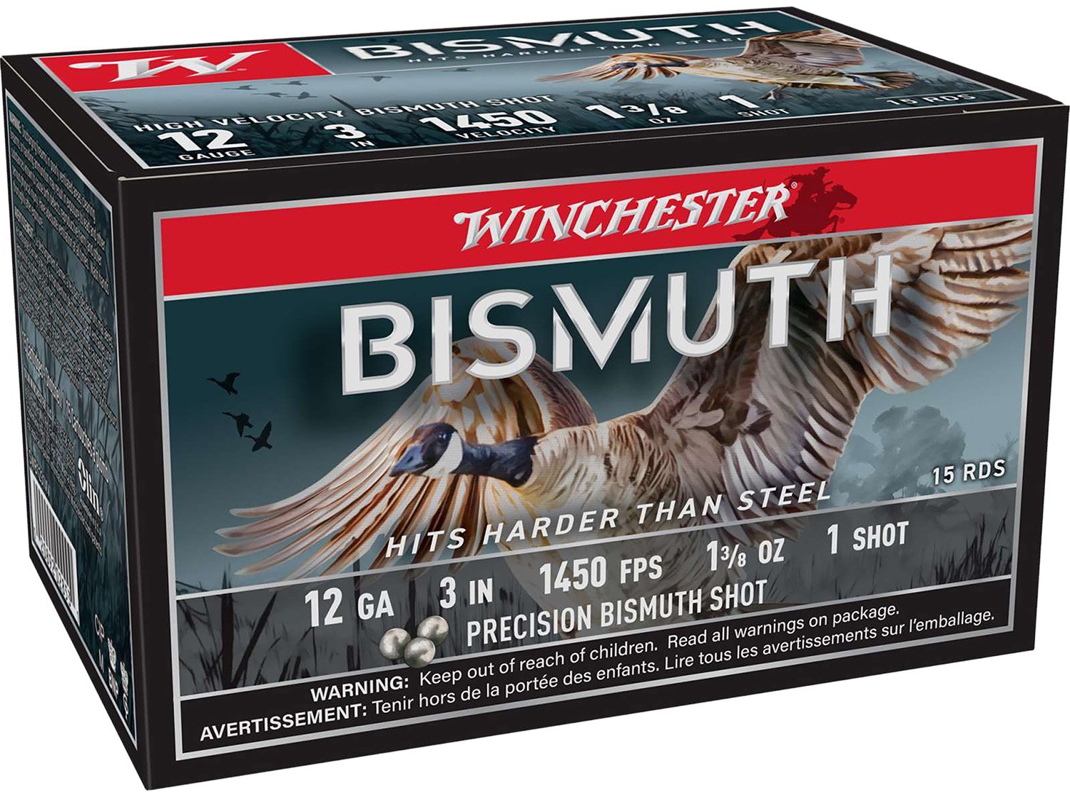 Winchester SWB1231XV 12ga Bismuth Ammo 3" 1-3/8oz #1 1450fps 15ct - Winchester - 12 GAUGE 3"