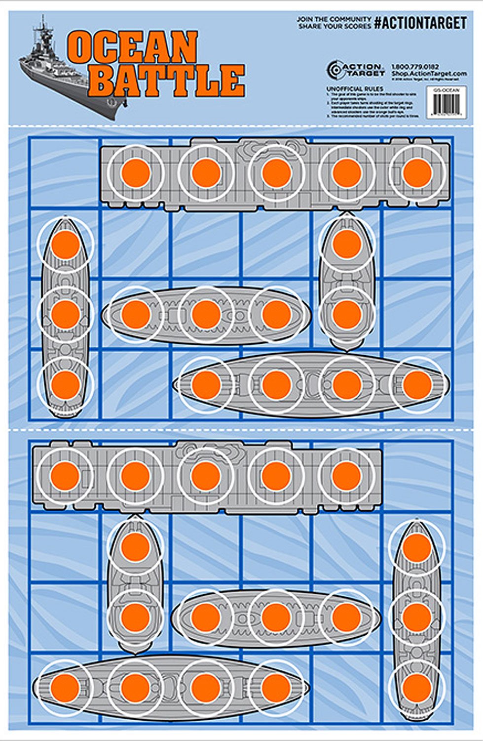 Action Target GSOCEAN100 Ocean Battle Paper Target 23"x35" 100 Pack - Action Target