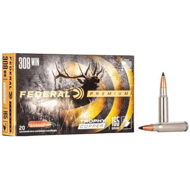 Federal 308 Win 165gr Trophy Copper Ammo 20rd P308TC2 - Federal Premium Ammunition - 308 Win