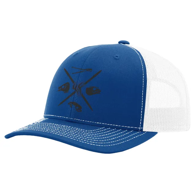Fin Finder 810096080929 Skulls Mesh Hat Blue/White Adjustable Breathable - Fin-Finder