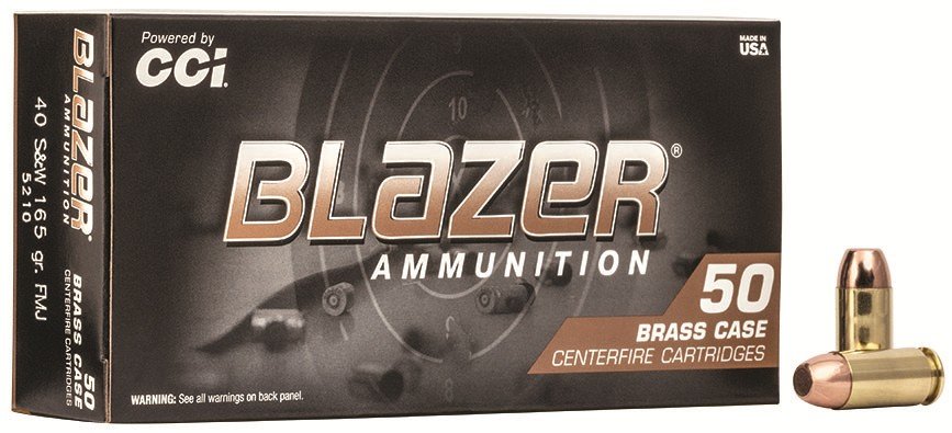 Buy CCI Blazer Brass 40 S&W 165 Grain FMJ Ammo 50 Round Box (5210) online