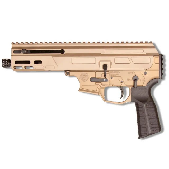 MAT9-K MP5 9MM 5" 33RD FDE Roller Delayed 9mm Bufferless Pistol, Last Round Bolt Hold Open Ambi Mag Release, Non-Reciprocating Charging Handle and Safety Selector Billet Aluminum, Brace Ready 1913 Pic Rail, MP5 Mag Compatible