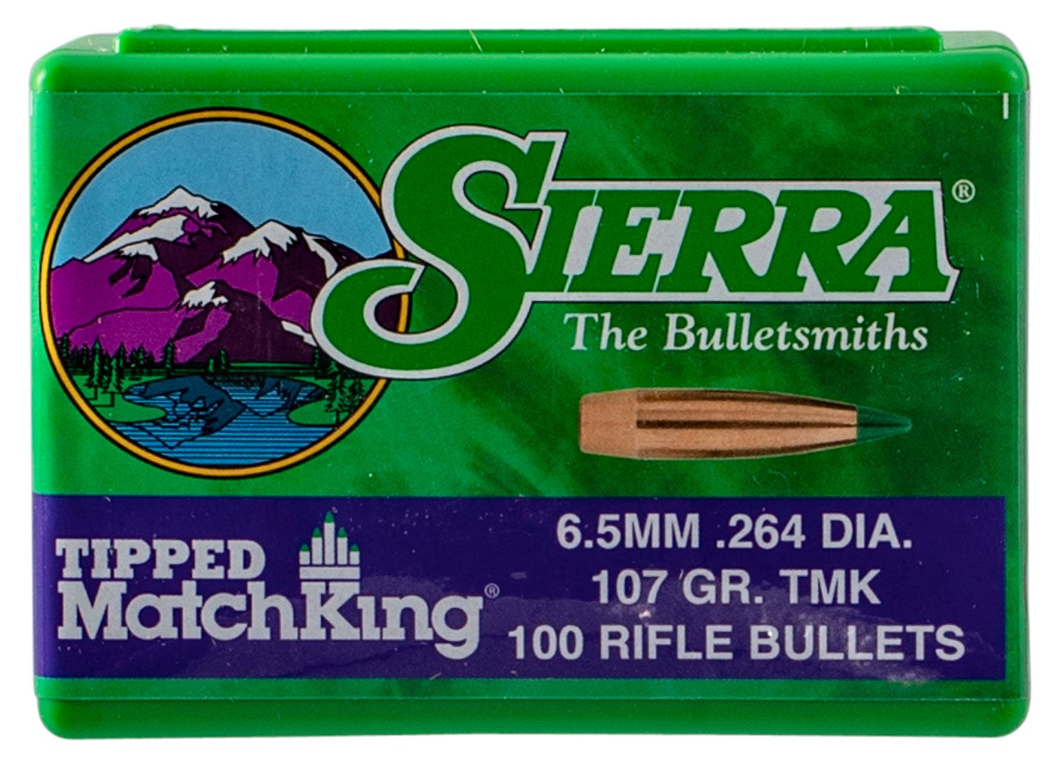 Sierra Bullets Tipped MatchKing 6.5mm .264 107gr HPBT 100ct - Sierra Bullets - .264