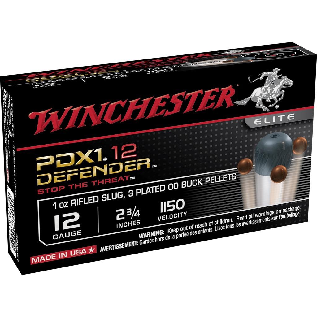 Winchester Ammo S12PDX1 Defender Combo 12 Gauge 2.75" 1 oz 1150 fps Rifled Slug, 3 Plated 00 Buck Pellets Shot 10 Bx/10 Cs - Winchester - 12 Gauge
