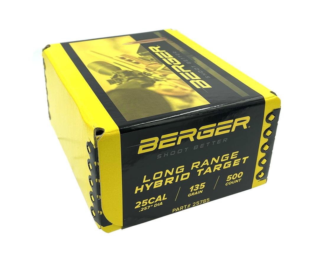 Berger 25785 25 Cal 135gr LR Hybrid Target BT Bullets 500/Box - Berger Bullets - 25 CALIBER