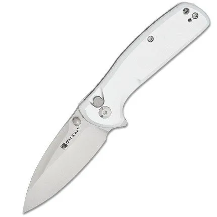 SENCUT ArcBlast S22043B-2 Silver Aluminum 9Cr18MoV Blade Button Lock - SENCUT