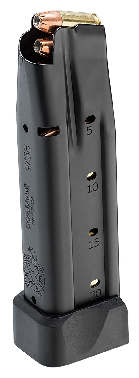 Buy Springfield Armory PH6920 1911 DS Extended Magazine, 9mm Luger, 20-Round Capacity, Black Steel, Polymer Base Pad online