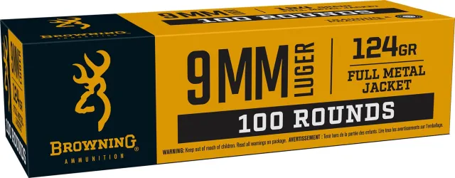 Browning Ammo B9MM124VP 9mm 124gr Full Metal Jacket 100 Per Box/10 Case *Value Pack - Browning - 9mm Luger