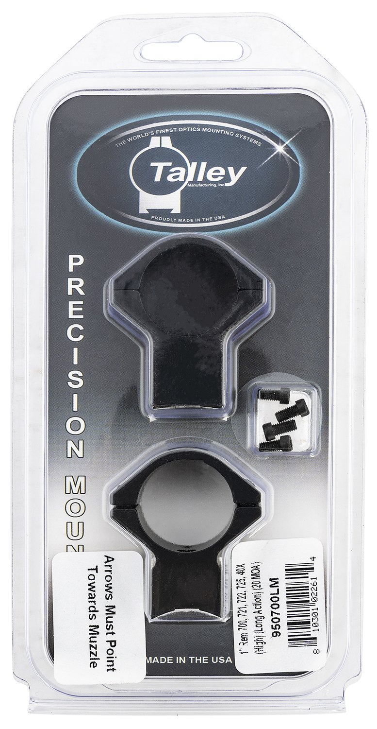 Talley 950700LM 1in Tube High Scope Mount 20MOA Black Anodized - Talley