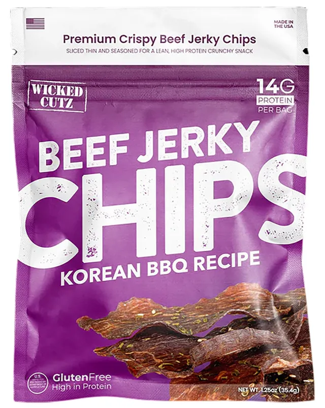 Buy Wicked Cutz WCBC01KB Korean BBQ Beef Jerky Chips 8 Pack online