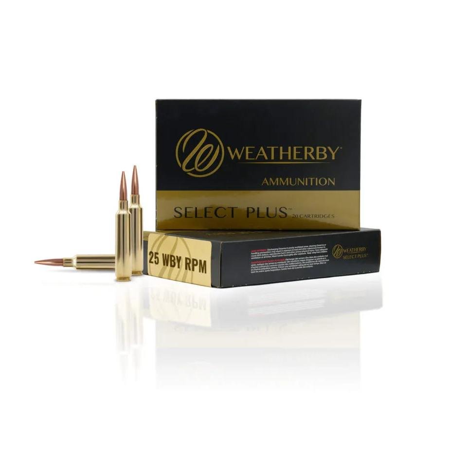 Weatherby Select Plus Hammer Custom Rifle Ammunition 25 Wby RPM 107gr PT 3350 fps 20/ct - Weatherby Ammunition