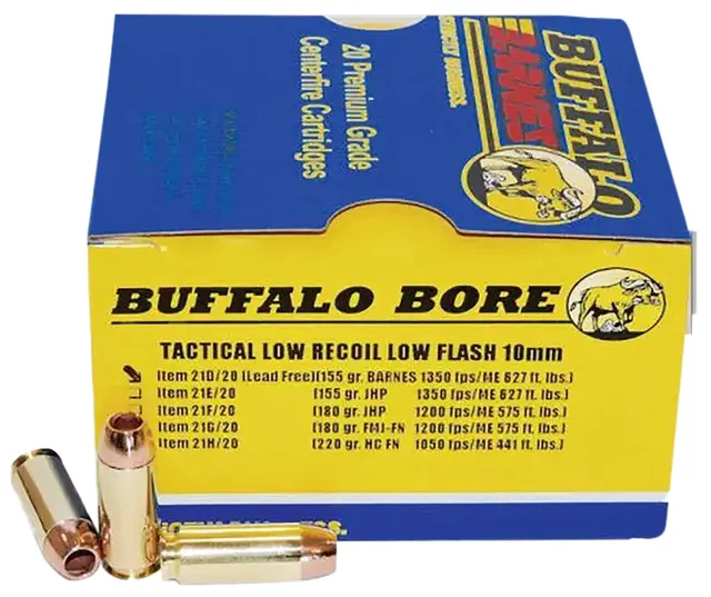 Buffalo Bore 21D20 10mm Auto 155gr Barnes TAC-XP Lead-Free Ammo 20/Box