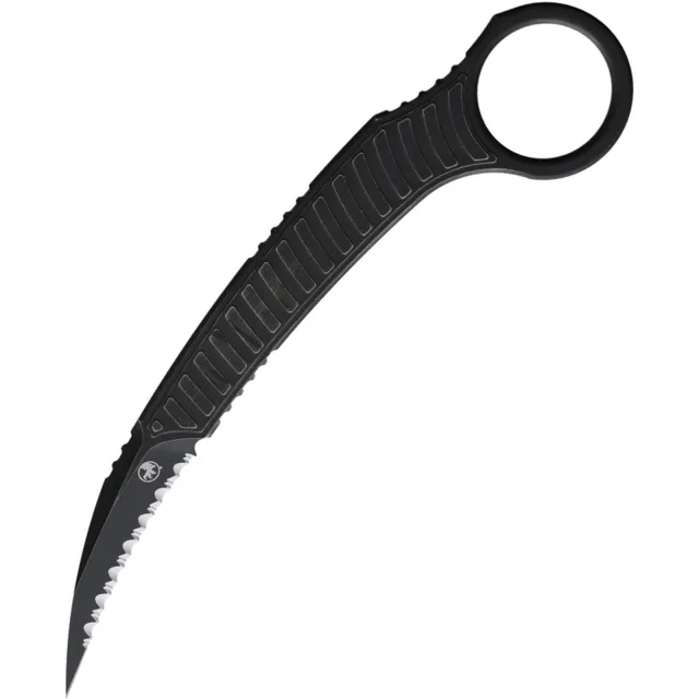 Microtech 215-3DBKS-FLAG Feather 2.25 In Full Serrated Black Handle - MICROTECH for sale at Iron and Lace