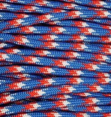 Mero 550 Paracord - 100' 550 lb Red/White/Blue Camo - E.L. Wood Braiding Co. Inc.