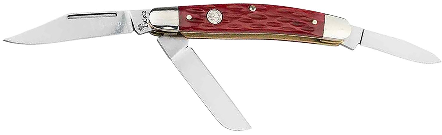 Boker 110855 Stockman D2 Steel Red Jigged Bone Handle Knife - Boker