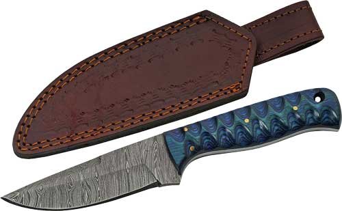 Szco Rite Edge 4" Blue Twisted Wood Hunter Damascus W/Shth DM1290 - SZCO Supplies