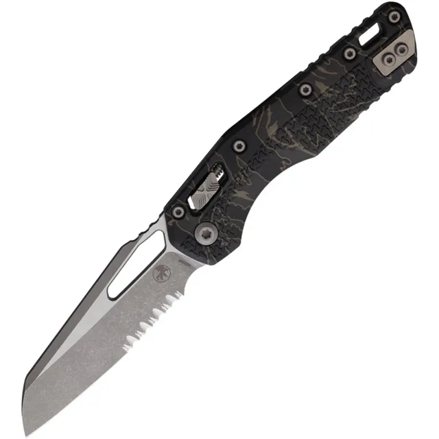 Microtech MSI 3.88 In Part Serrated Apocalyptic Tiger Stripe Camo - MICROTECH for sale at Iron and Lace