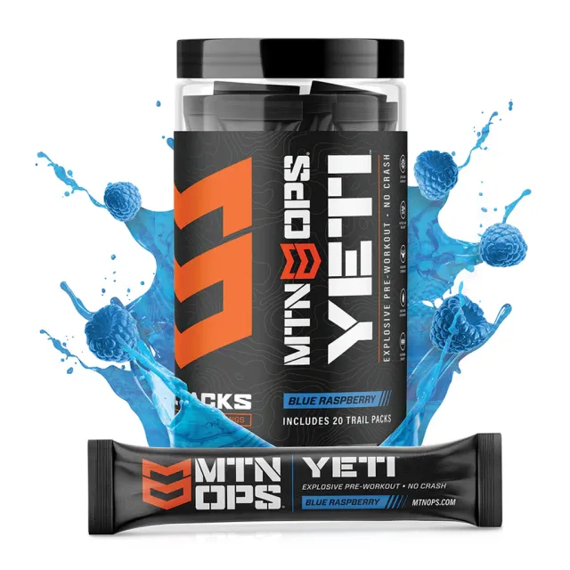 MTN OPS Yeti Preworkout Blue Raspberry 20-ct Trail Pack - MTN OPS