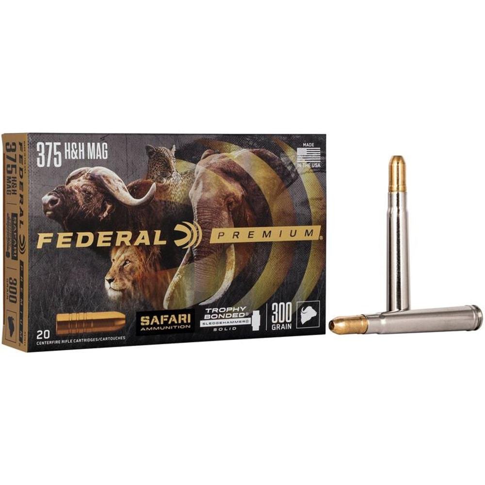 Federal P375T2 Premium Safari Cape-Shok 375 H&H Mag 300 gr Trophy Bonded Sledgehammer Solid (TBSH) 20 Per Box/ 10 Cs - Federal Premium Ammunition - 375 H&H Mag