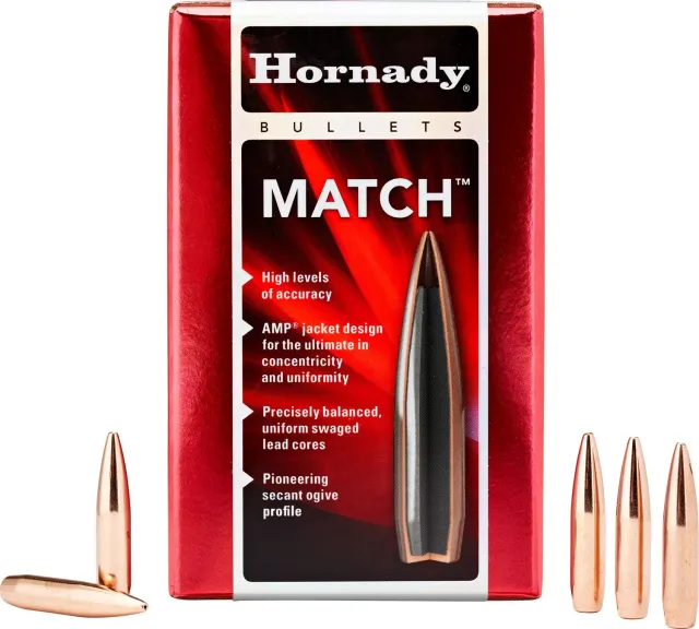 Hornady 30501 Match 30 Caliber .308 168 Grain Boat Tail Hollow Point 100 Ro - Hornady Manufacturing Company - 30 Caliber