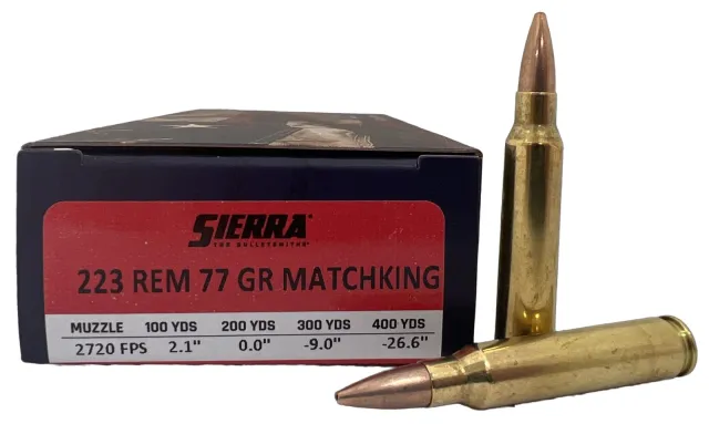 Sierra A937709F 223 REM 77GR HP BT Ammo, 20 Rounds, Folds of Honor Edition - Sierra Bullets - 223 REM