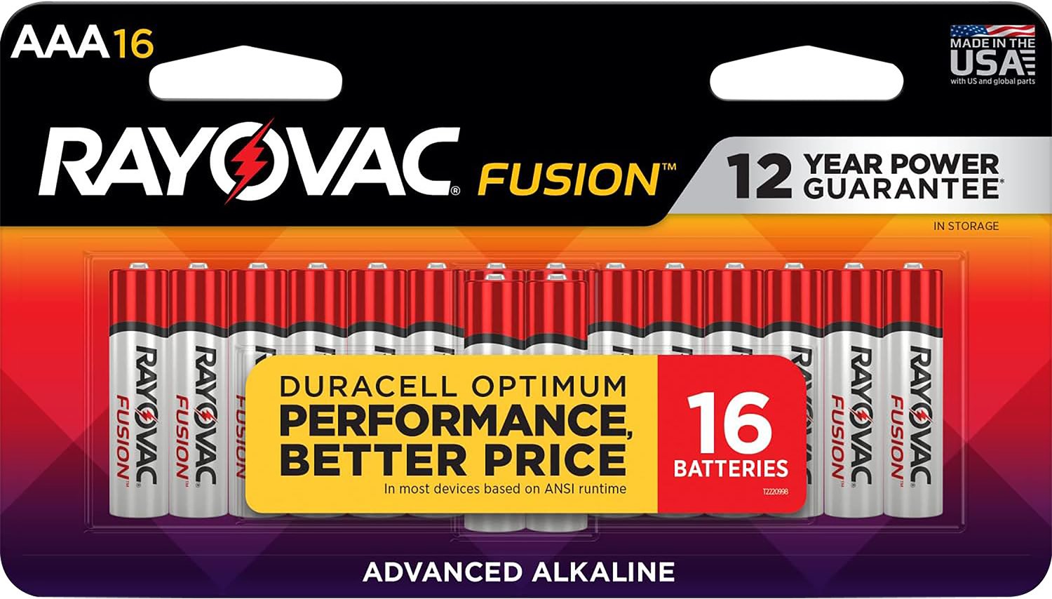 RAY 82416T02 AAA Alkaline Batteries 1.5V 1123mAh 16-Pack 1,123 - RAY - 1,123