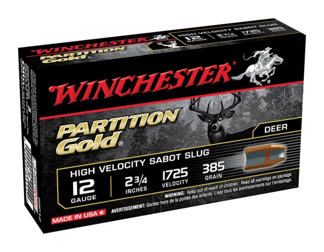 Winchester 12 Gauge 2 3/4 385 Slug - Partition Gold Shotgun Ammo