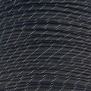 Mero 550 Paracord - 100' 550 lb Black 3 Reflctive Trac - E.L. Wood Braiding Co. Inc.
