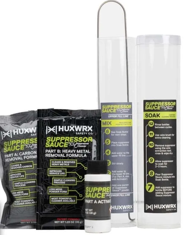 Buy Huxwrx 3202 Suppressor Sauce Cleaning Kit Black with Mix & Soak Bottles online
