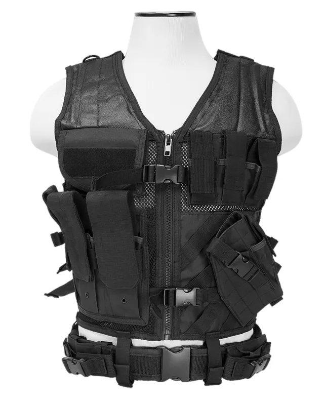 NcSTAR CTVL2916B Tactical Vest Black PVC/Mesh Adjustable XL-XXL - NcSTAR