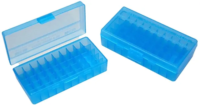 MTM Case-Gard P504424 Ammo Box 50 Rounds Clear Blue Polypropylene - MTM Case-Gard - 44 Magnum