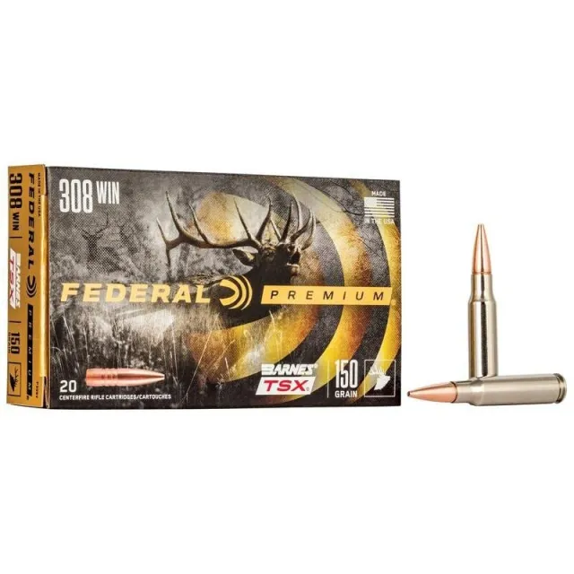Federal P308V Premium 308 Win 150 gr Barnes TSX Bullet 20 Per Box/ 10 Cs - Federal Premium Ammunition - 308 Win
