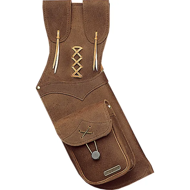 Neet T-2595 Field Quiver Burgundy Leather RH - Hand Lacing, Flap Pocket, Double Flap Belt Tunnel - Model 5708 - Neet