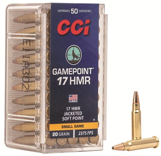 Buy CCI 0052 GamePoint 17 HMR 20 Gr Jacketed Soft Point 50 Rounds Box online