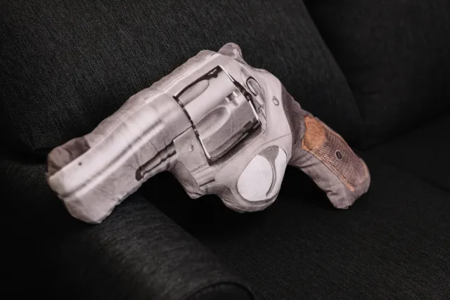 Caliber Gourmet Revolver Pillow 18x18in Cotton Accent Decor - Caliber Gourmet