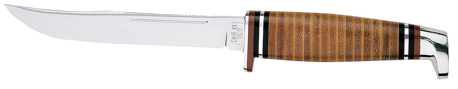Case 381 Utility Hunter 5" Fixed Clip Point Knife with Leather Handle - Case Cutlery
