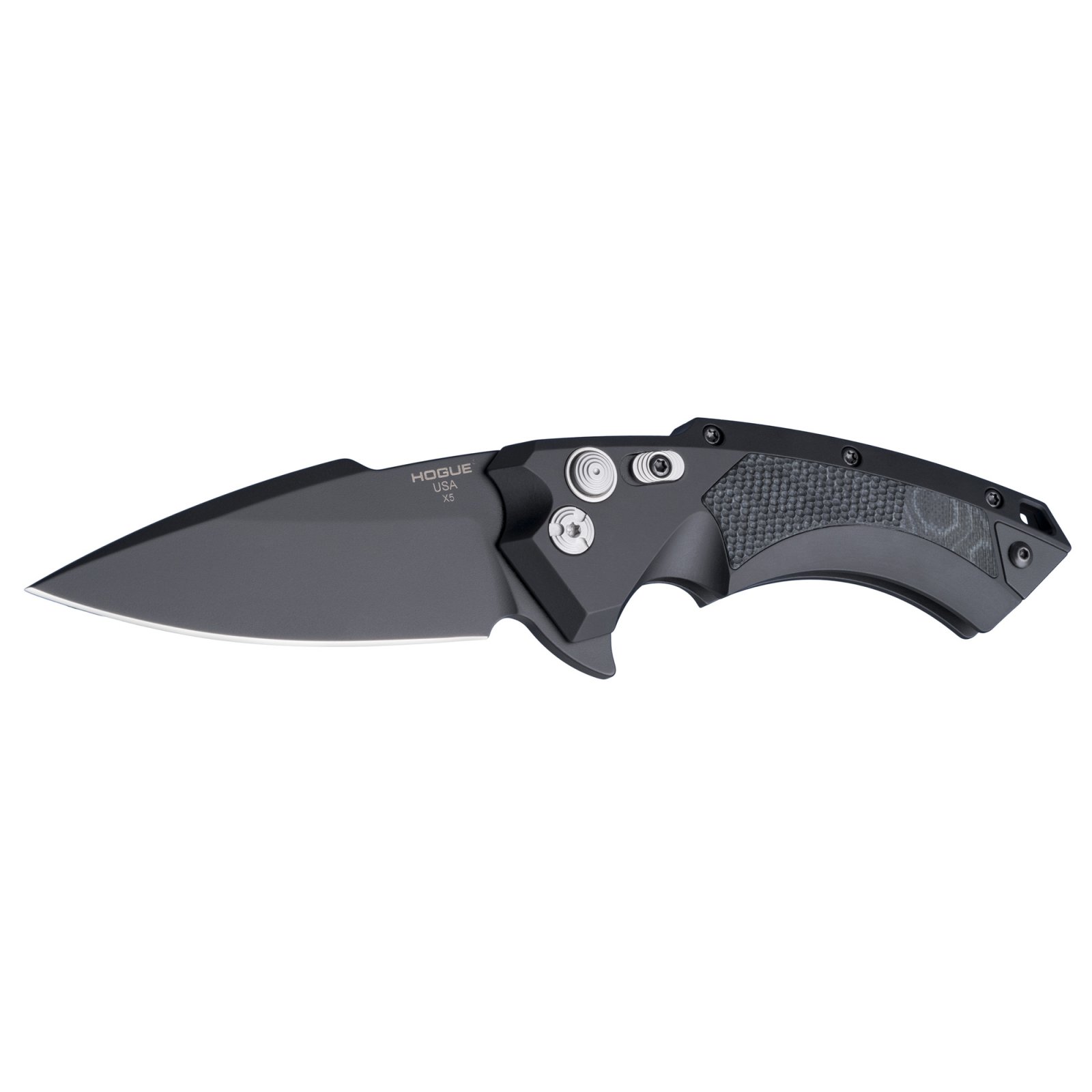 Hogue X5 34579 3.5 In Spear Plain Edge CPM154 Black Aluminum G10 - Hogue