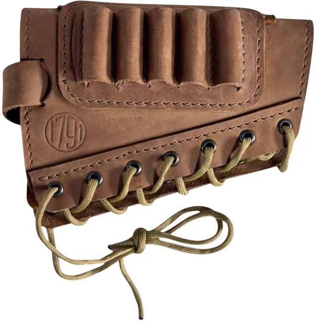 1791 Gunleather HUNT Butt Cuff Brown Leather 5-Shell Creep-Stop - 1791 Gunleather