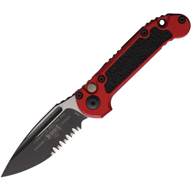 Microtech LUDT G3 3.5 In Black Partial Serrated Red ALU Handle - MICROTECH