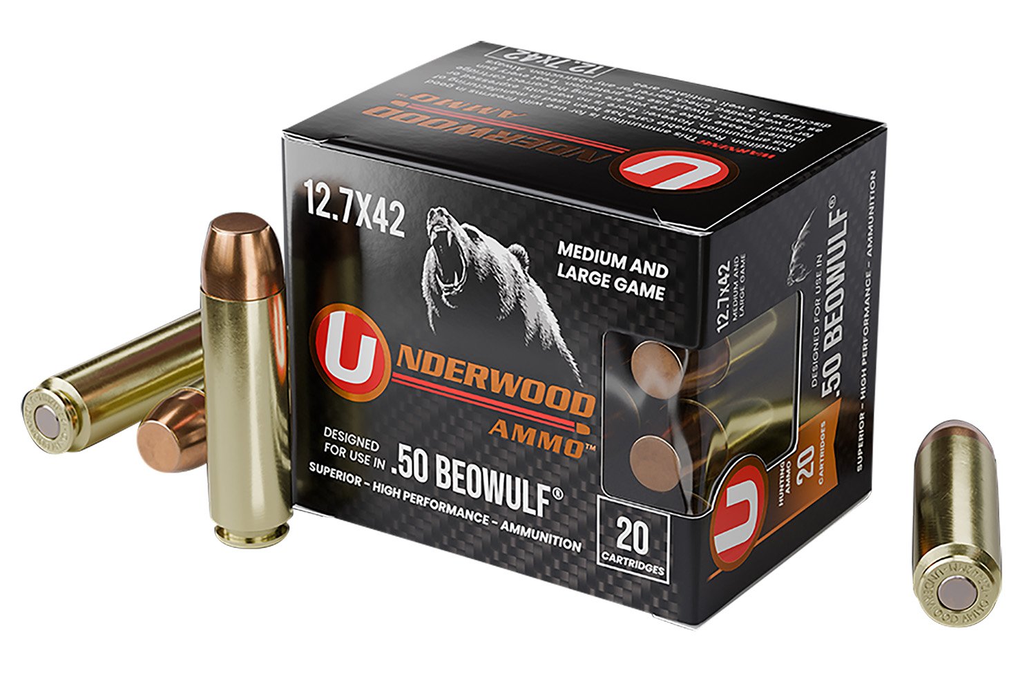 Buy Underwood 557 .50 Beowulf 350gr FMJ Ammo 20 Rounds Per Box online